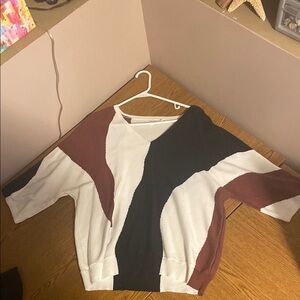 Chico's Black and White V-Neck Sweater